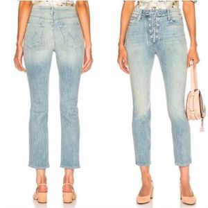 MOTHER jeans the lace up dazzler ankle jean, light wash tinge denim size 27